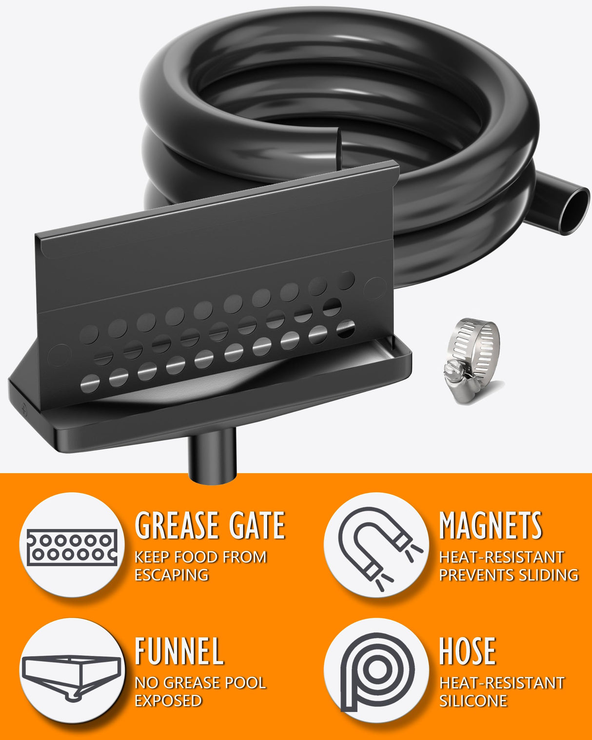 Upgraded Rear Grease Grease Catcher for Blackstone Griddle, Rear Grease Funnel, Integrated Grease Trap, Innovative Blackstone Griddle Accessories, Customized Grease Capacity, Liners Saving