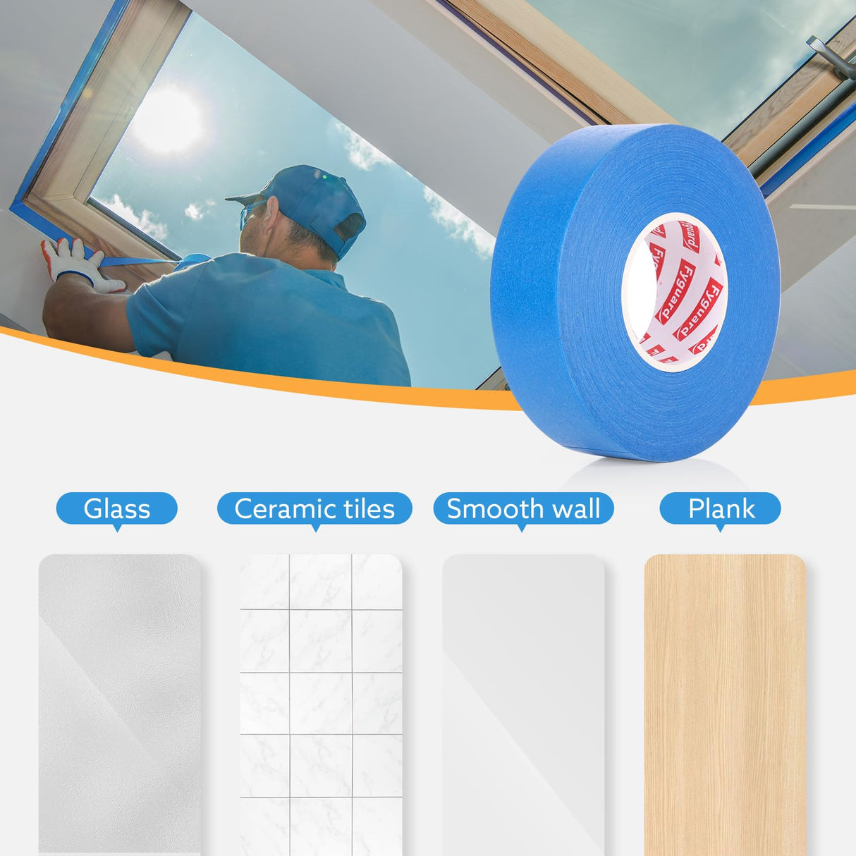 Fyguard 5 Rolls Painters Tape 2 Inch Wide, Blue Painters Tape Bulk 1.89In × 55Yd × 5 Rolls Blue Tape, Multi-Surface Masking Tape for Wall Painting Edge Treatment DIY Crafts, Total 275 Yards
