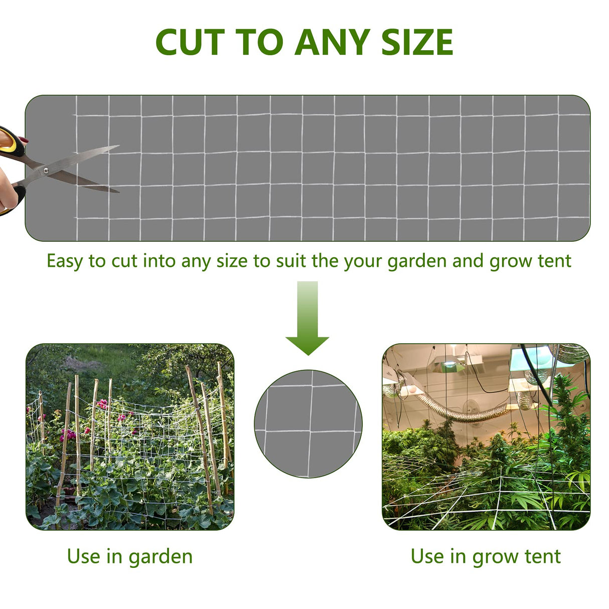 Toolazy Trellis Netting 5 x 350 ft - Heavy Duty Nylon Garden Netting with 6 Inch Mesh, Soft Plant Support Net for Tomatoes, Cucumbers, Peas, Vine Climbing Vegetables, Indoor Outdoor Greenhouse