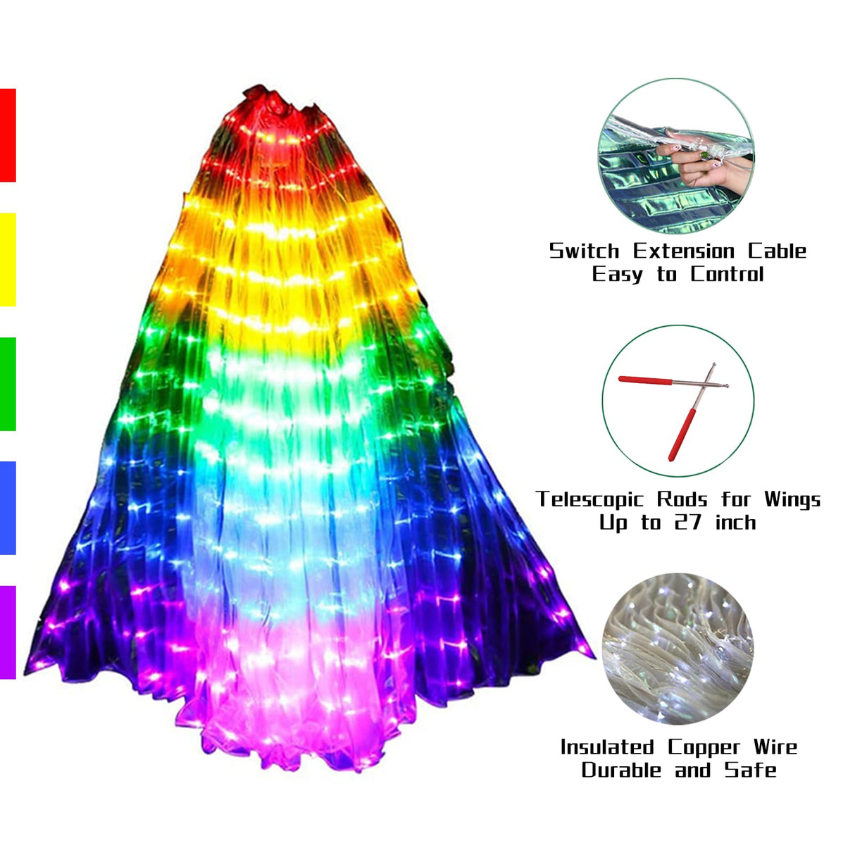 ZFBIRD LED Butterfly Wings Light Up Fairy Wings Luminous Butterfly Costumes for Halloween, Christmas and Belly Dance