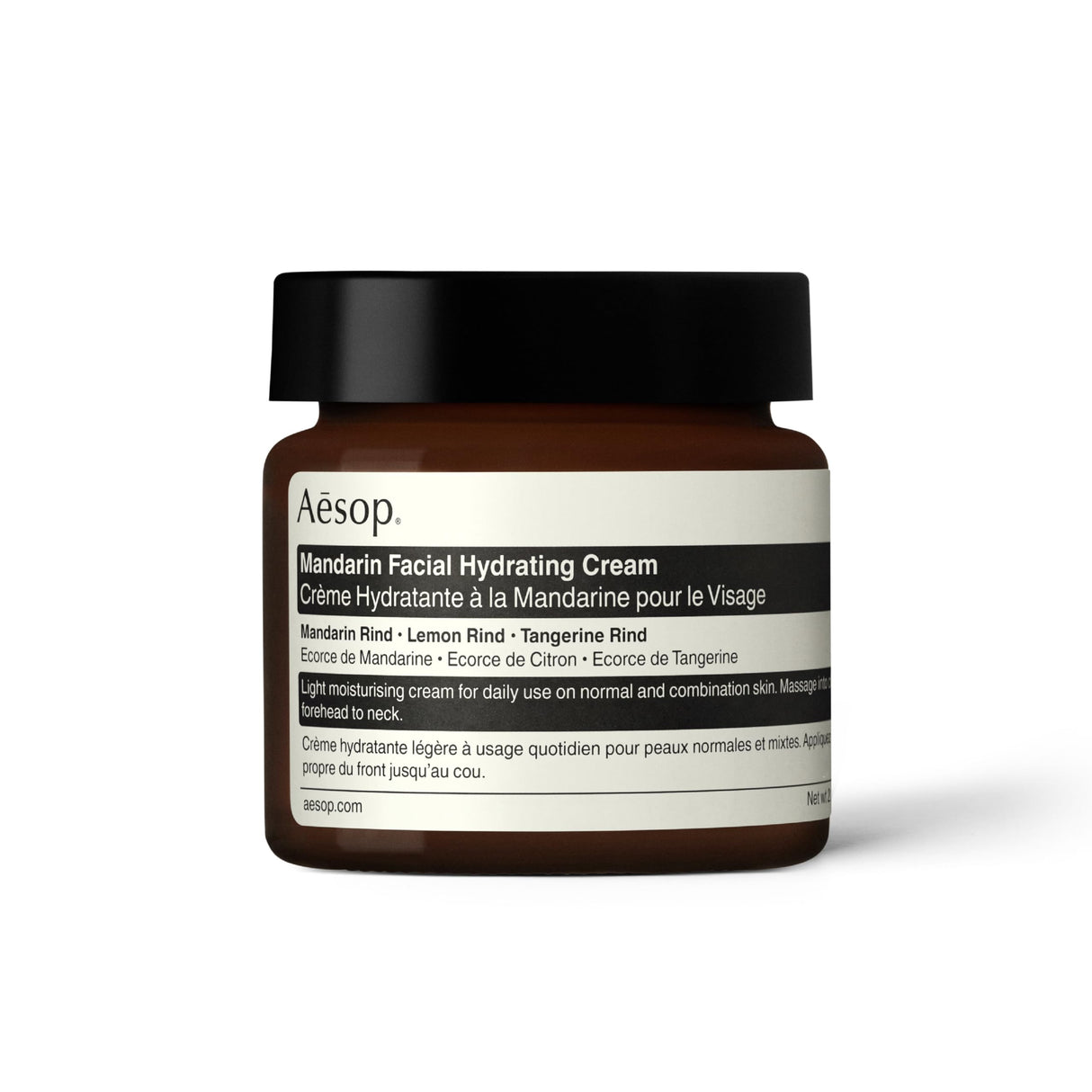 Aesop Mandarin Facial Hydrating Cream | Cools, Tones, and Balances Normal And Combination Skin | Mandarin Rind, Lemon Rind, Tangerine Rind | 2.1 oz / 60 mL