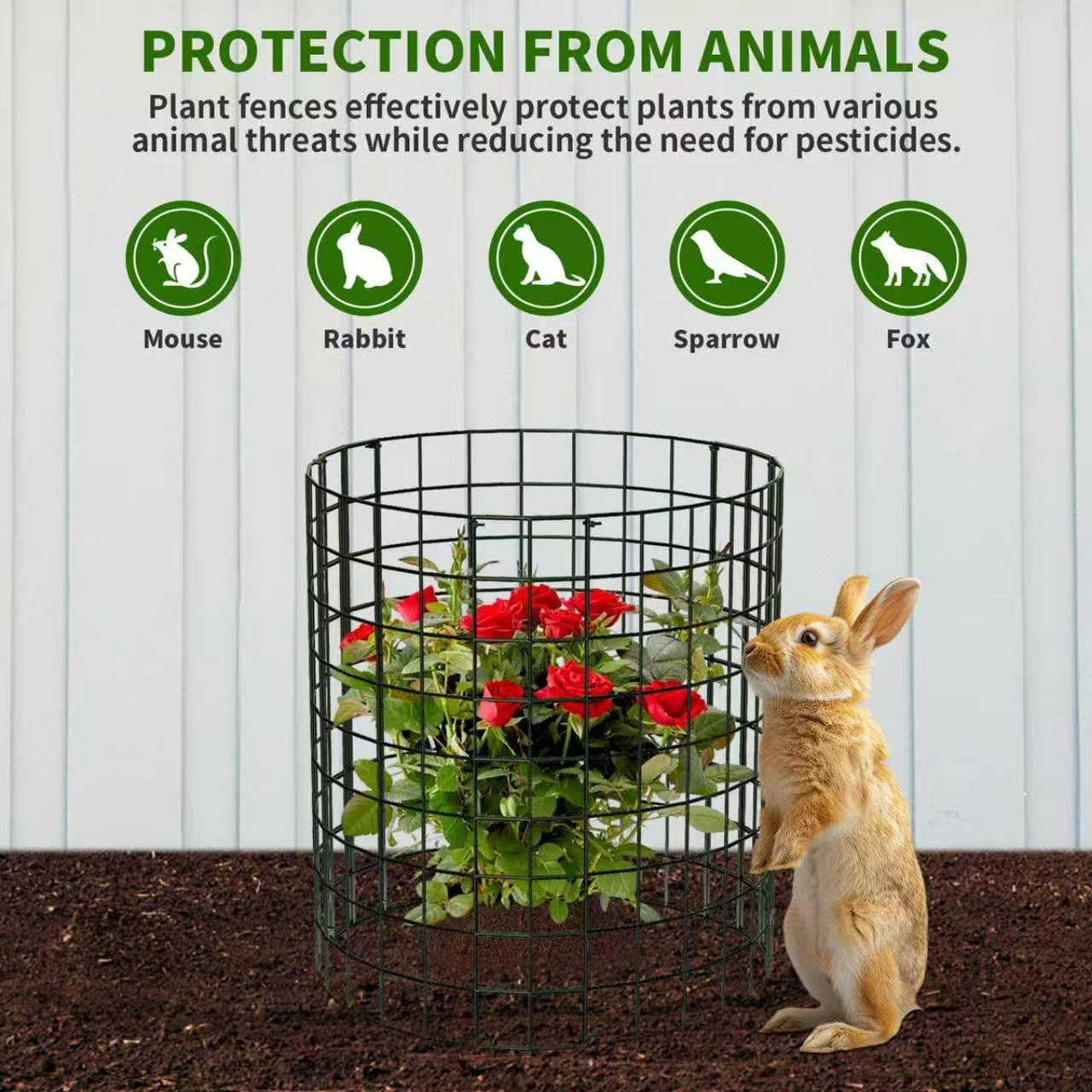 8 Packs Round Plant Protector from Animals,Metal Wire Mesh Garden Plant Cages for Outdoor Gardening Supplies, Garden Protection Rabbits Chickens Ducks for Vegetables, Flowers, Shrubs (16'' x 12'')
