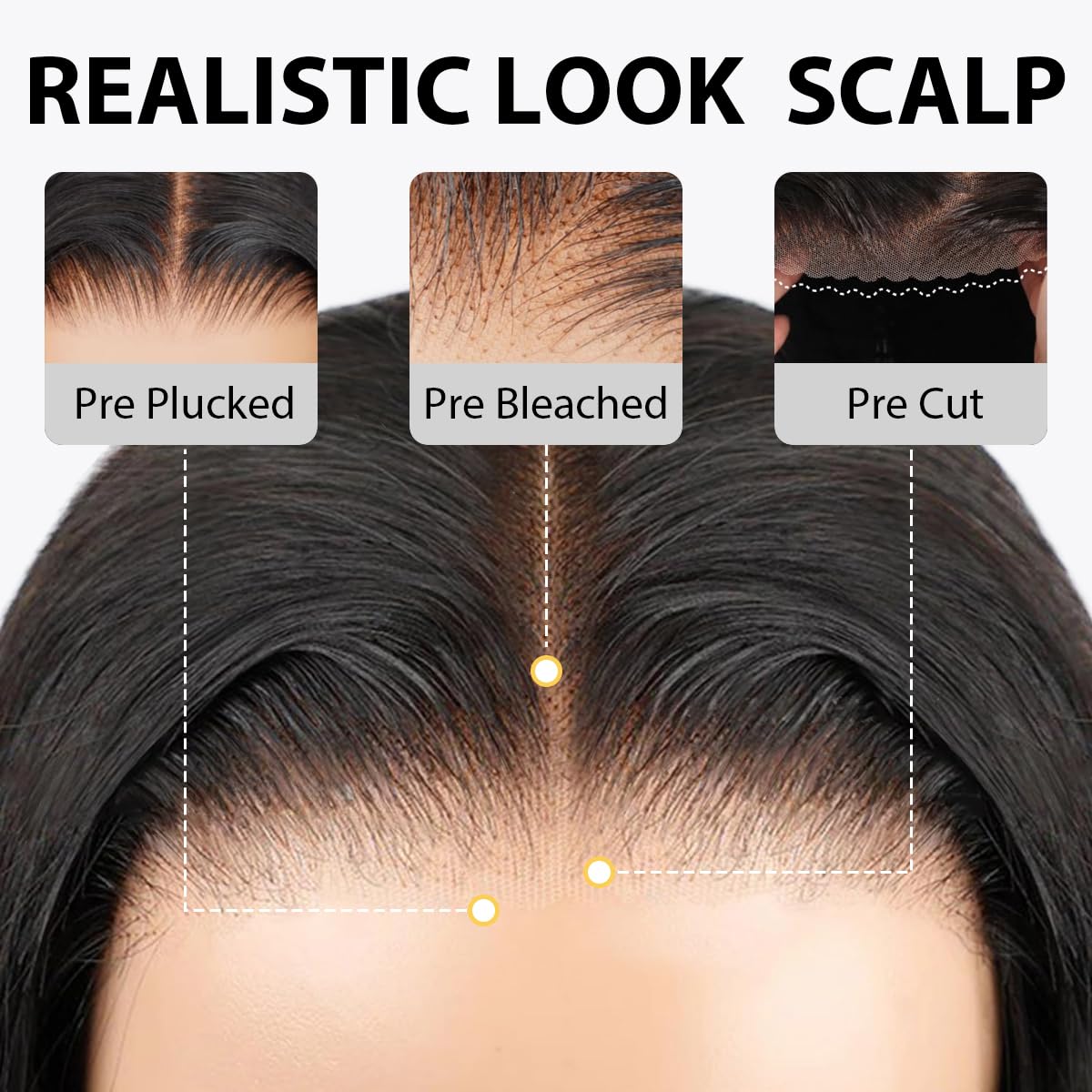 Ecibeny Glueless Wigs Human Hair Pre Plucked Pre Cut 7x4 Straight Lace Front Wigs Human Hair Closure Wigs Human Hair 180% Density Lace Front Wigs for Women 24 inch
