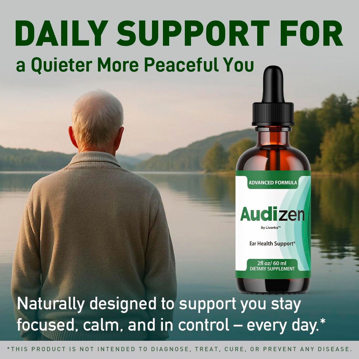 Audizen Ear Drops - Original Audizen Drops Advanced Ear Health Support Supplement Liquid Premium All Natural for Healthy Ringing Ear, Audi Zen Ear Balance Support, 1 Bottle for 1 Month