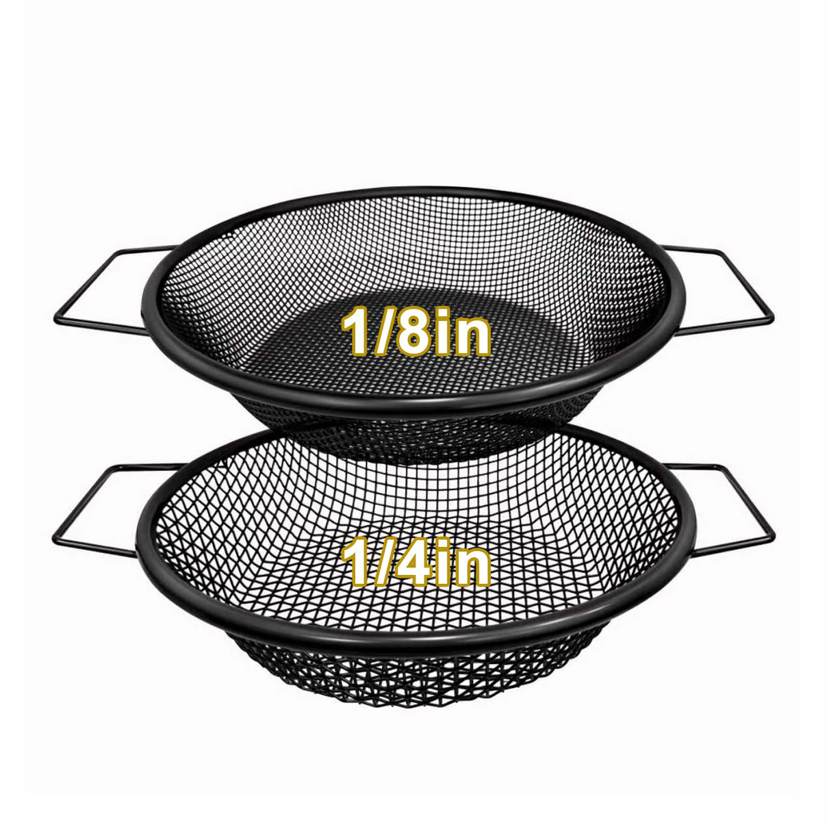 2PCS Soil Sifter for Gardening, Rock Sifter for 5 Gallon Bucket,Compost Sifter Dirt Sifter,Captures Dirt Rocks Sawdust Black Handle Upgrade Version