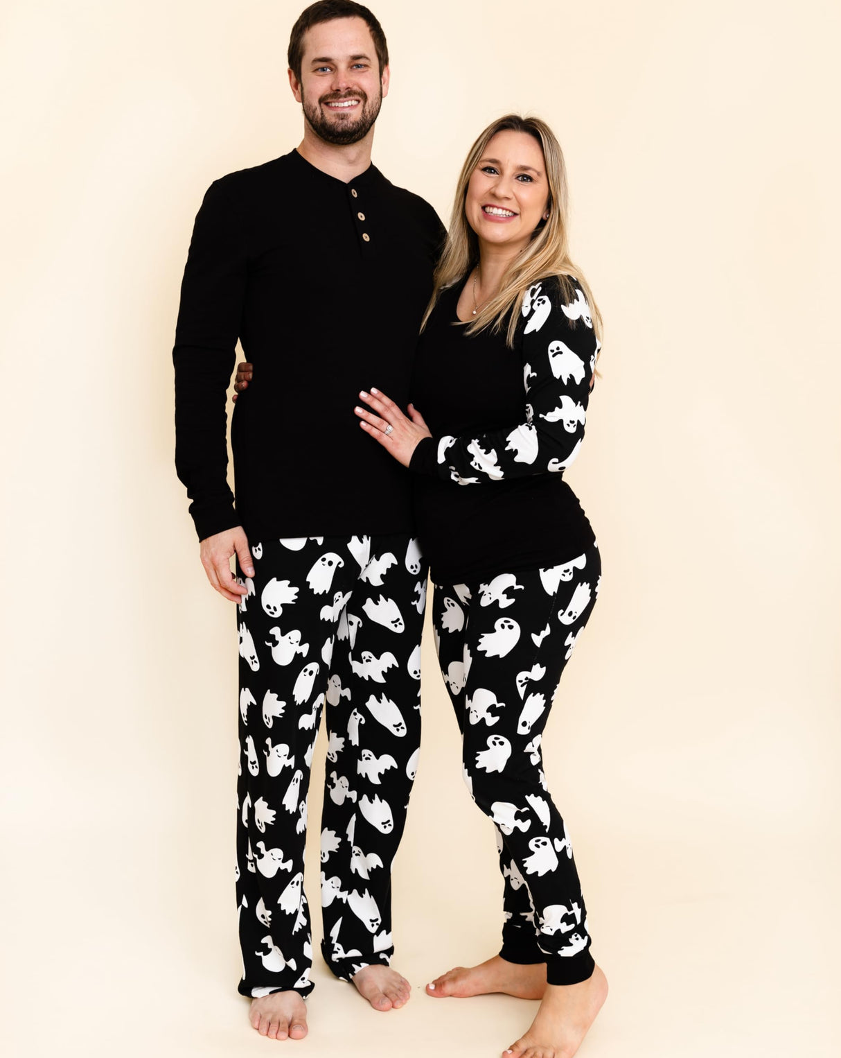 Owlivia Christmas Halloween Pajamas For Family, Organic Cotton Holiday Pjs Matching Sets(2-Piece Women Pjs, Medium, Halloween Ghosts)