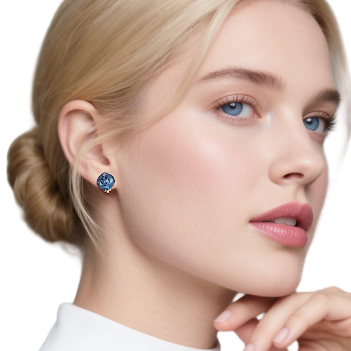EVEVIC Square Austrian Crystal Charm Clip On Earrings for Women