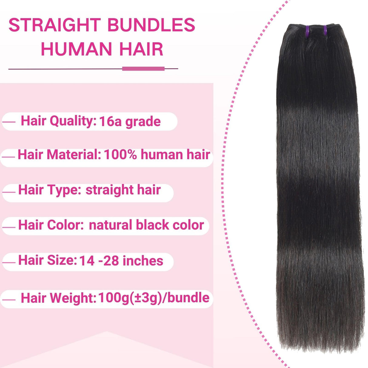 Beauty Queen 16A Brazilian Straight Bundles Human Hair (20 22 24 Inch) 100% Unprocessed Straight Human Hair Quick Weave Hair 3 Bundles Thick Remy Virgin Hair Extensions Natural Color