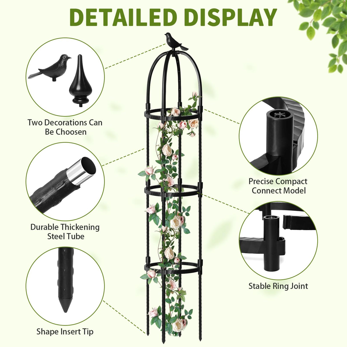 SDLDEER 1 Pcs 6.7FT Garden Obelisk Trellis Climbing Plant Support