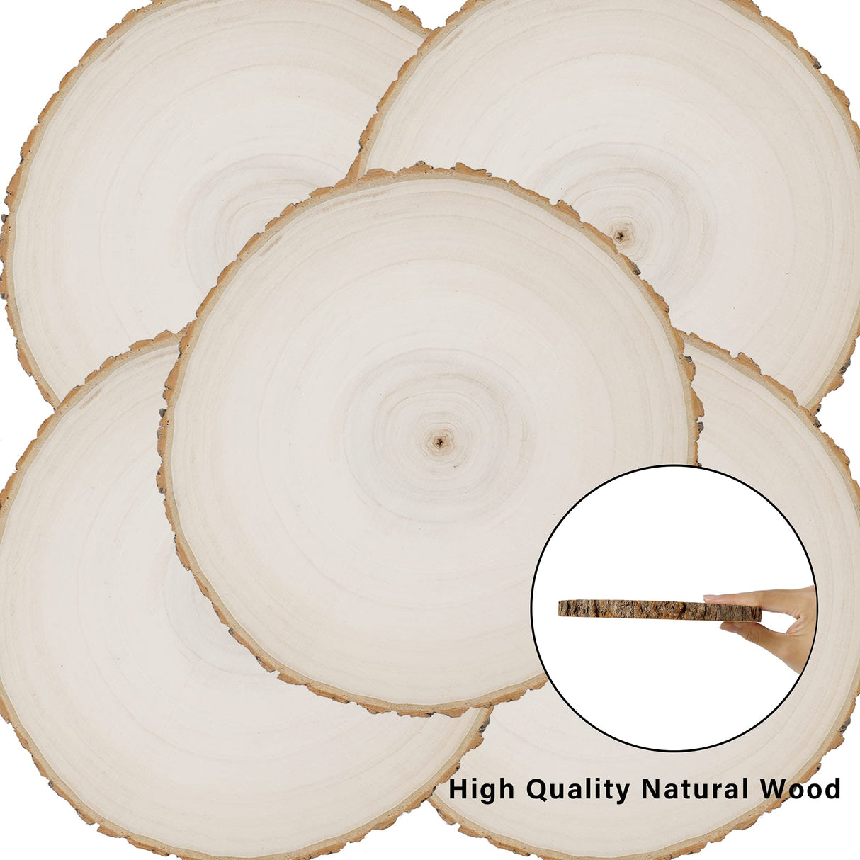 Prsildan 4 Pack Large Wood Circle Slices, 8 to 10 Inches DIY Unfinished Wood Table Centerpieces, Natural Rustic Round Crafts for Indoor Christmas Wedding Party Décor