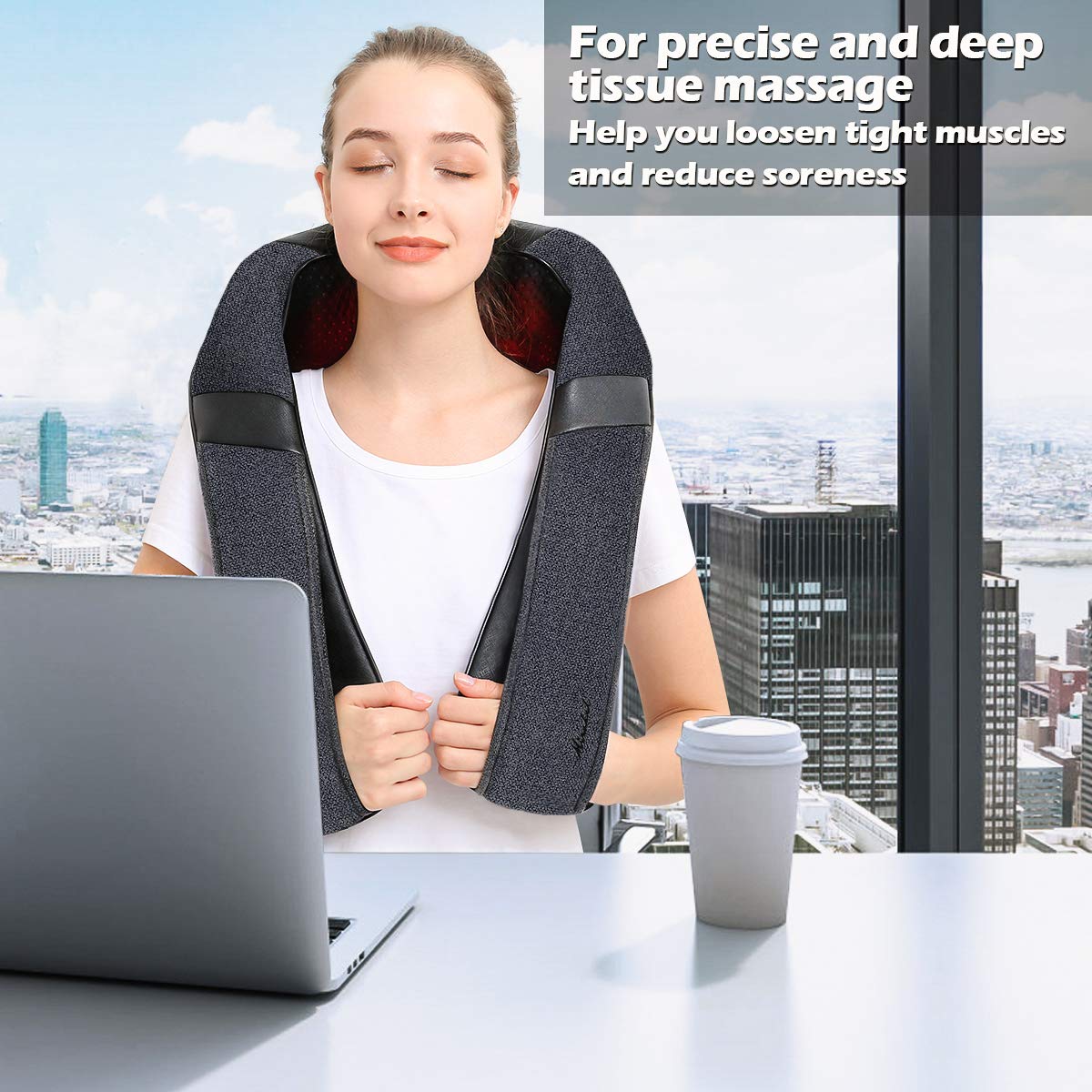 Mirakel Shiatsu Neck & Back Massager with Heat - Deep Tissue Neck, Back & Shoulder Pain Relief - Ergonomic Design Shoulder Massager, Electric Kneading Whole Body Massage Pillow Gifts for Women, Men