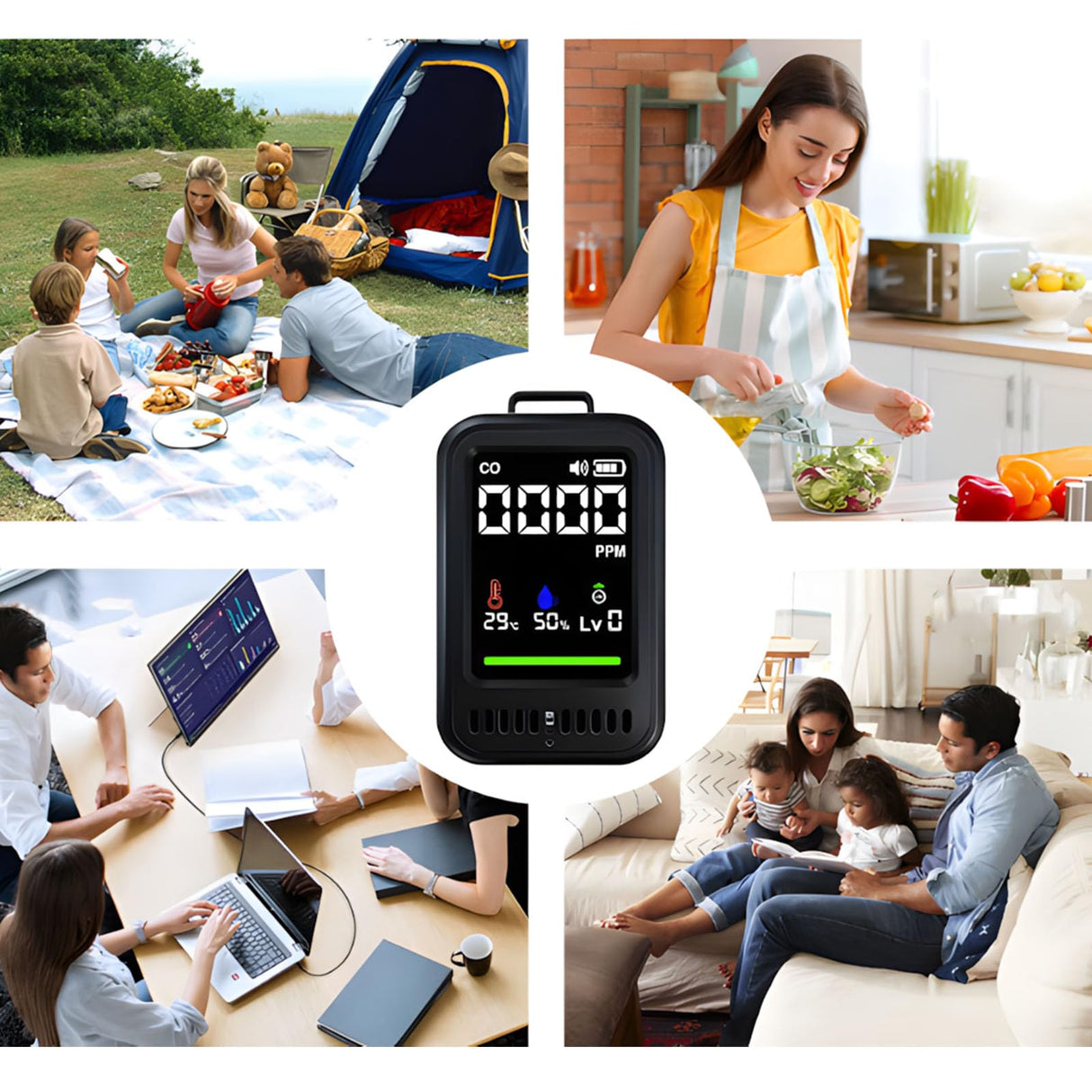 Advanced Carbon Carbonmonoxide Alarm Device Highlighting 3 Stage Visual Sound Alert 10 Day Compact Plan ABS Substance Wearable Carbon Carbonmonoxide Meter