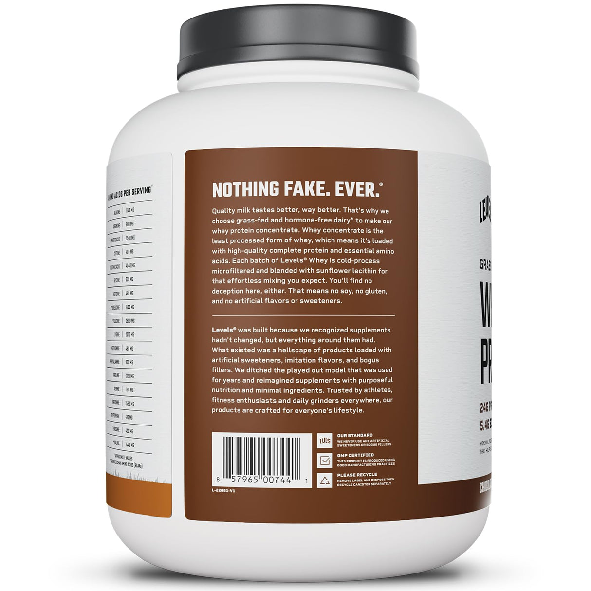 Levels Grass Fed Whey Protein Powder, No Artificials, 24G of Protein, Chocolate Peanut Butter, 5LB