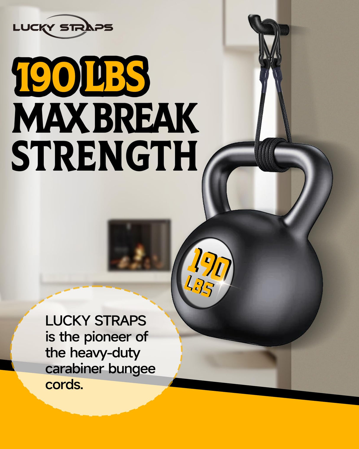 8 Inch Short Small Carabiner Bungee Cord with 190 Lbs Max Break Strength, 8 Pcs Black Mini UV Resistant Bungee Straps with Upgraded Carabiner Hooks, Great for Cargo, Bike, Kayak Boat, Luggage, etc