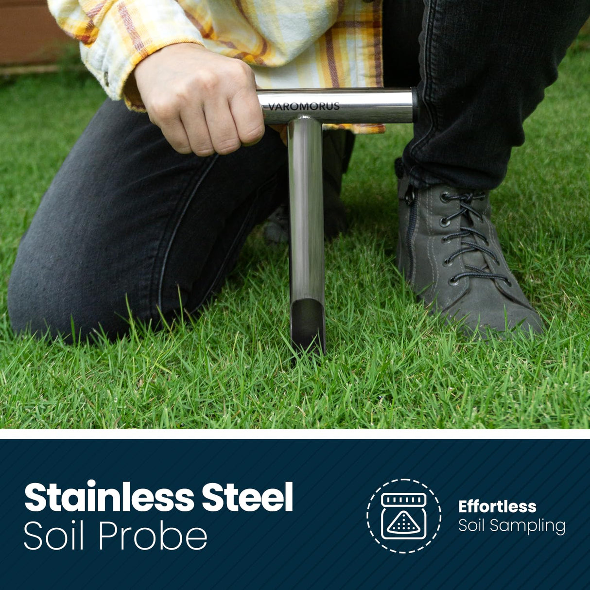 Varomorus Soil Sampler Probe Stainless Steel Tubular T-Style Handle. (12 inch)