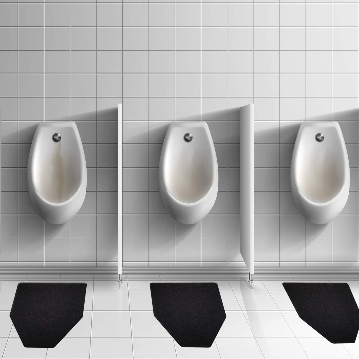 Urinal Mats (12 Pack) - High Absorbent Mats for Men's Restrooms - Mat Man. Large, Black, 12 PCS