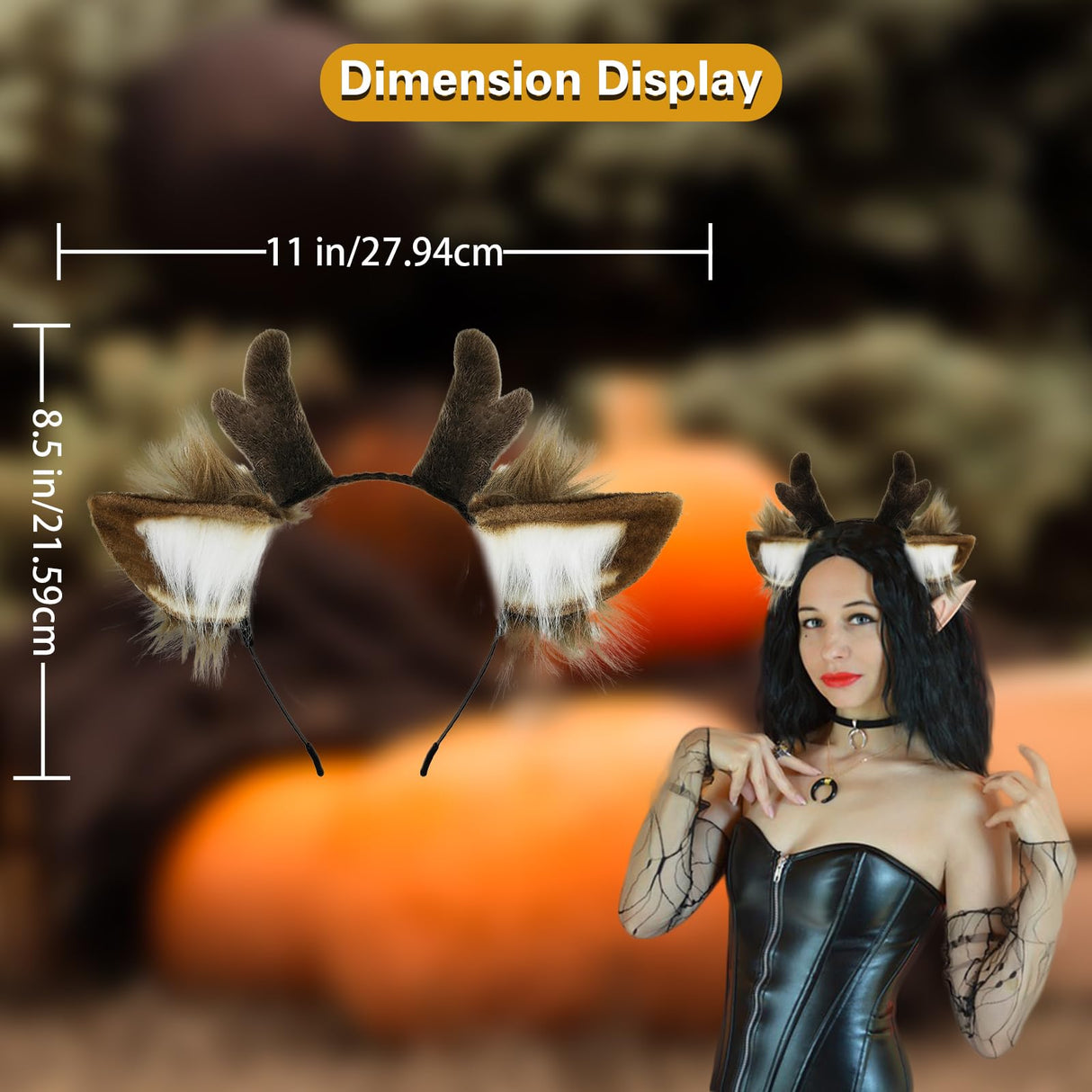 SIOTMERA Reindeer Antlers Headband, Realistic Deer Antlers Headbands Reindeer Ears Adults Christmas Party Birthday Makeup Cosplay, Reindeer Headband for Christmas Eve Costume Gift, Brown