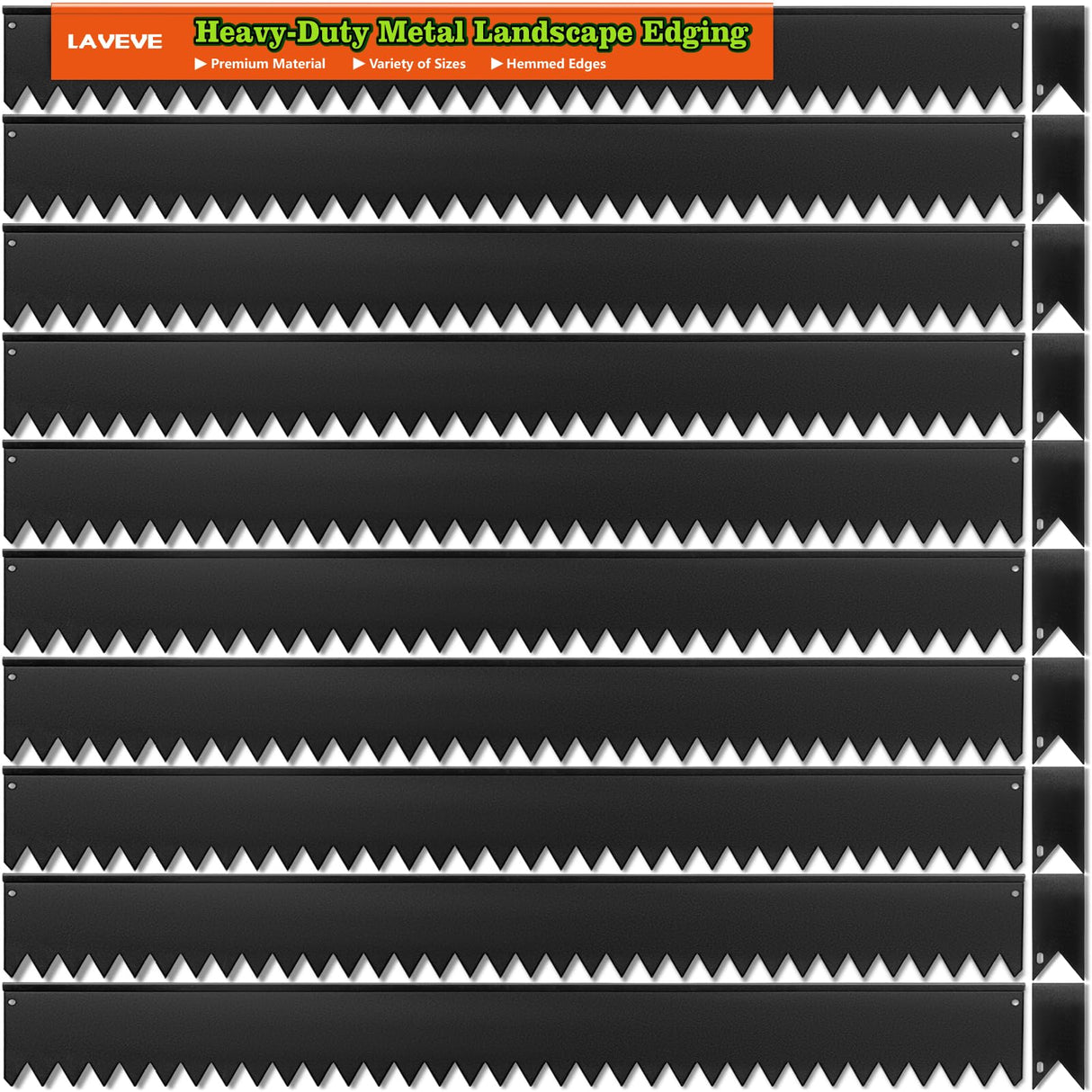 LAVEVE Galvanized Steel Landscape Edging 10-Pack, 40" L x 5" H (33Ft Total)