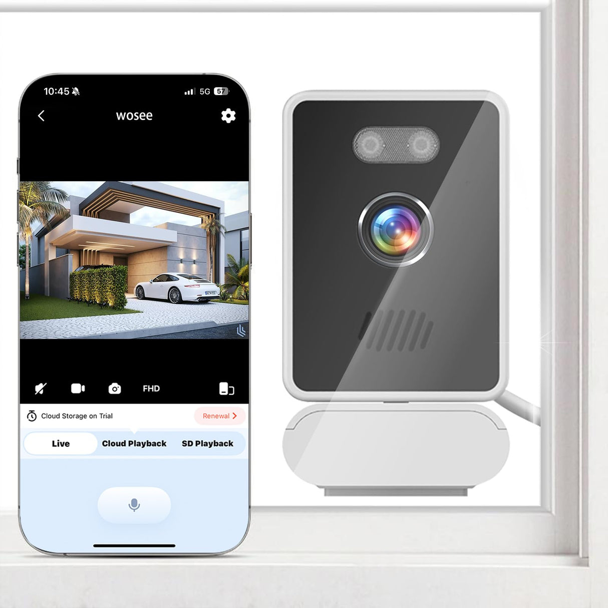 5MP 2K Window Camera,2.4GHz & WiFi Indoor Cameras for Home Security with Mounting Sticker Al Color Night Vision,Person & Motion Detection, (White)