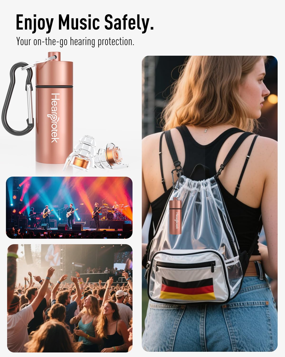 Hearprotek Concert Ear Plugs, 2Pairs Reusable high Fidelity Musician Ear Plugs for Concerts Loud Music-Noise Reduction Ear Protection earplugs for Rave,Festival,Music,Tinnitus Relief