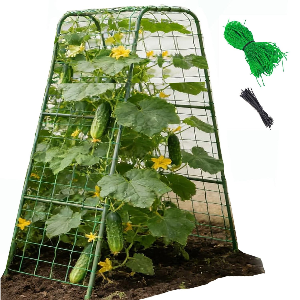 Cucumber Trellis for Raised Bed, U-Shape Garden Arch Metal Support for Climbing Plants, Metal Arch Plant Support Vegetables Trellis, Plant Support for Vine Outdoor (47x15.7in) NOT for Heavy Plant