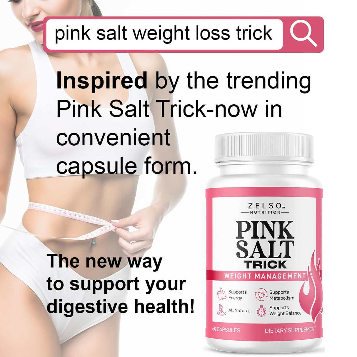 (3 Pack) Pink Salt Weight Trick Capsules - New Pink Salt Trick for Weight, Energy & Metabolism Support Supplement, New Advanced Formula, 180 Capsules for 3 Months