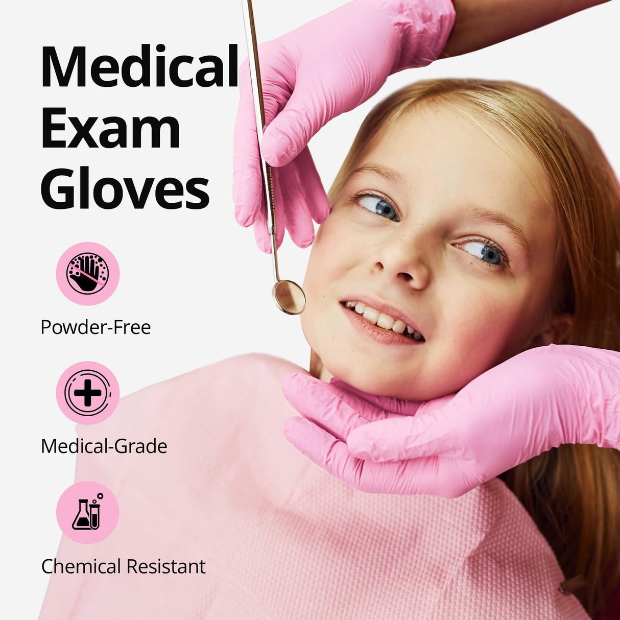 SwiftGrip Pink Disposable Gloves, Medical exam Gloves Disposable Latex Free, Gloves for Cleaning & Esthetician, Pink Rubber Gloves, Pink Cleaning Gloves, Powder-Free, 1000-ct Case (Small)