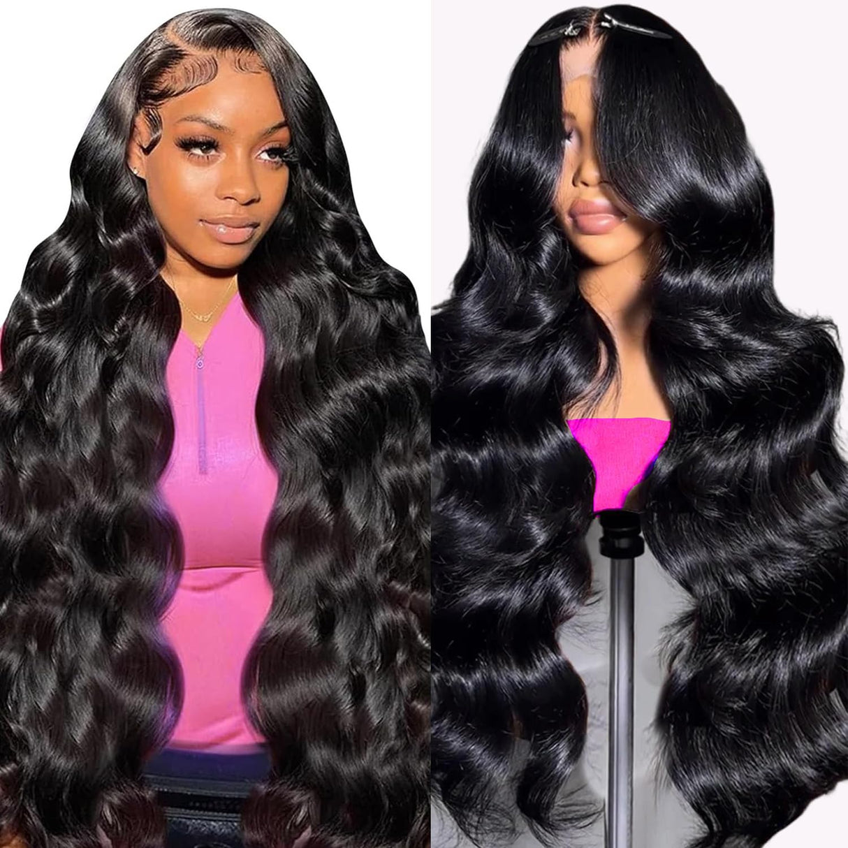IUPin 250% Density 28 Inch Glueless Wigs Human Hair Pre Plucked with Baby Hair 13x6 Wear and Go Body Wave Human Hair Lace Front Wigs for Black Women 13x6 HD Transparent Frontal
