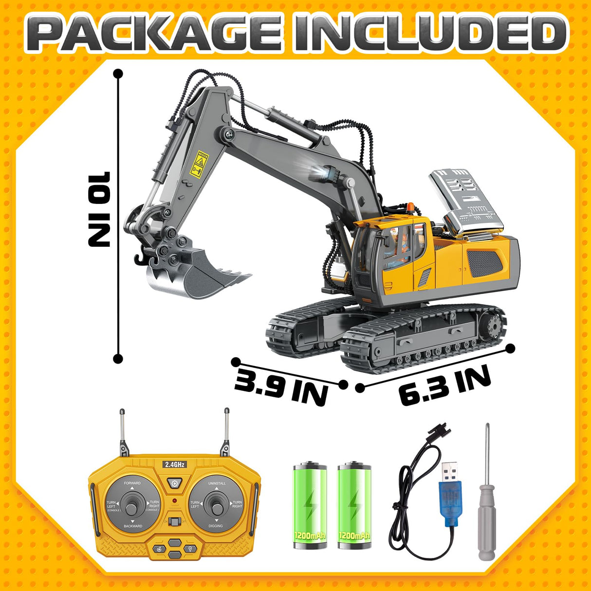 Samtop Remote Control Excavator Toys, 11 Channel 1:20 RC Construction Vehicles, 680° Rotation Hydraulic Car Toys for 4 5 6 7 8 9 10 Year Old Boys Kids, RC Truck Digger Toys Christmas Birthday Gifts