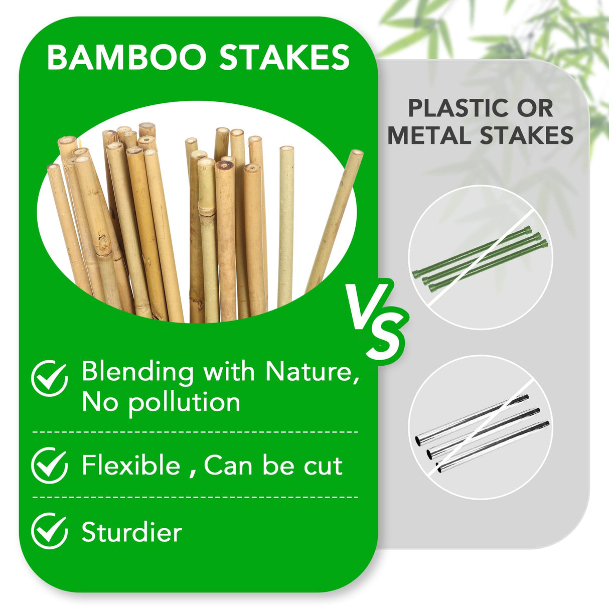 SWANGSA 75 Pack 5Ft (57.5inch) Garden Bamboo Stakes for Plant Support, Garden Poles for Tomatoes, Beans, Flowers, Potted, Indoor and Outdoor Climbing Plants