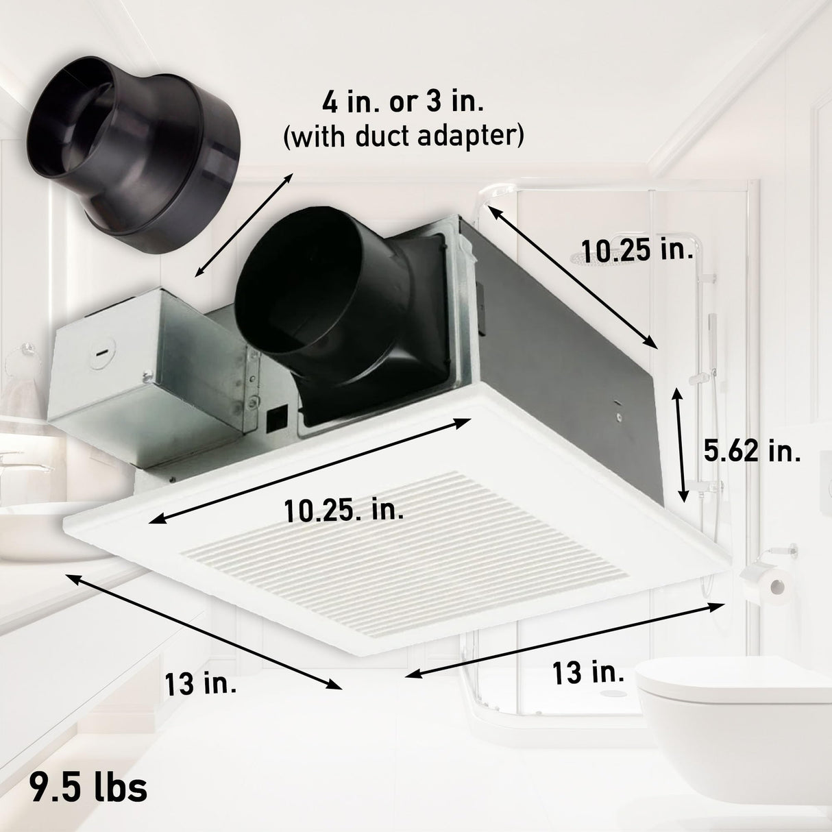 Panasonic WhisperFit Retrofit Ceiling Mount Bathroom Exhaust Fan, 50-80-110 CFM, FV-0511VF1