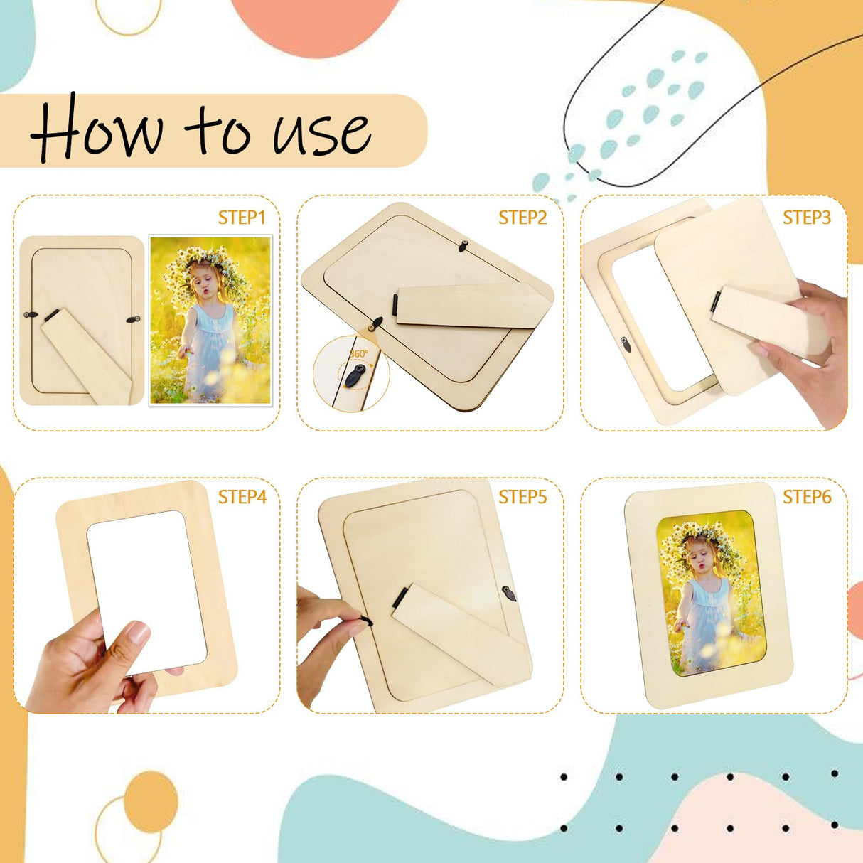 RYKOMO 30 Pack Wooden Picture Frames for Crafts, Wooden Frames for 4 x 6 Photos, Unfinished Wood Frame for Thanksgiving Christmas Gift Halloween Party Decorate DIY Art Projects