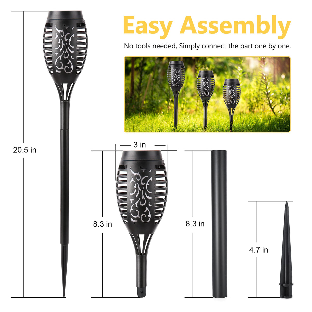 Toodour Solar Torch Flame Lights, 6 Pack Solar Lights Outdoor with Flickering Flame, Waterproof Patio Light Landscape Decoration Lighting for Garden, Lawn, Yard, Outdoor Decorations