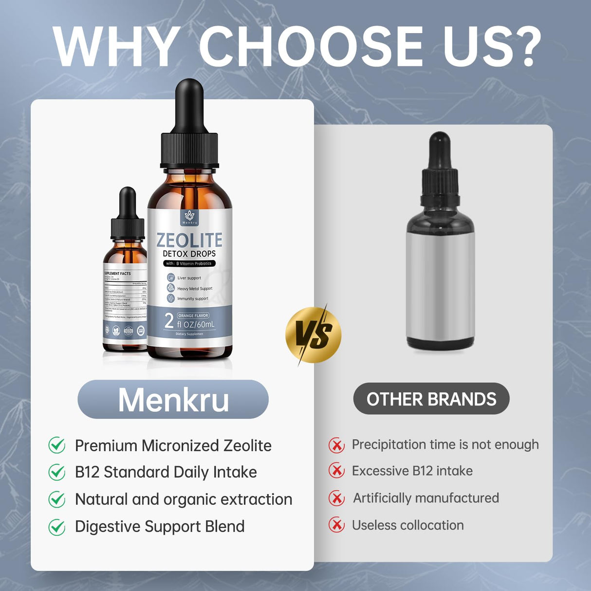 Zeolite Drops for Adults and Kids – 99%+ Pure Natural Zeolite clinoptilolite, with Vitamin B, Probiotic Blend, Vegan, Non-GMO - Supports Immune Health, Supplement Energy and Attention - 2 Fl Oz