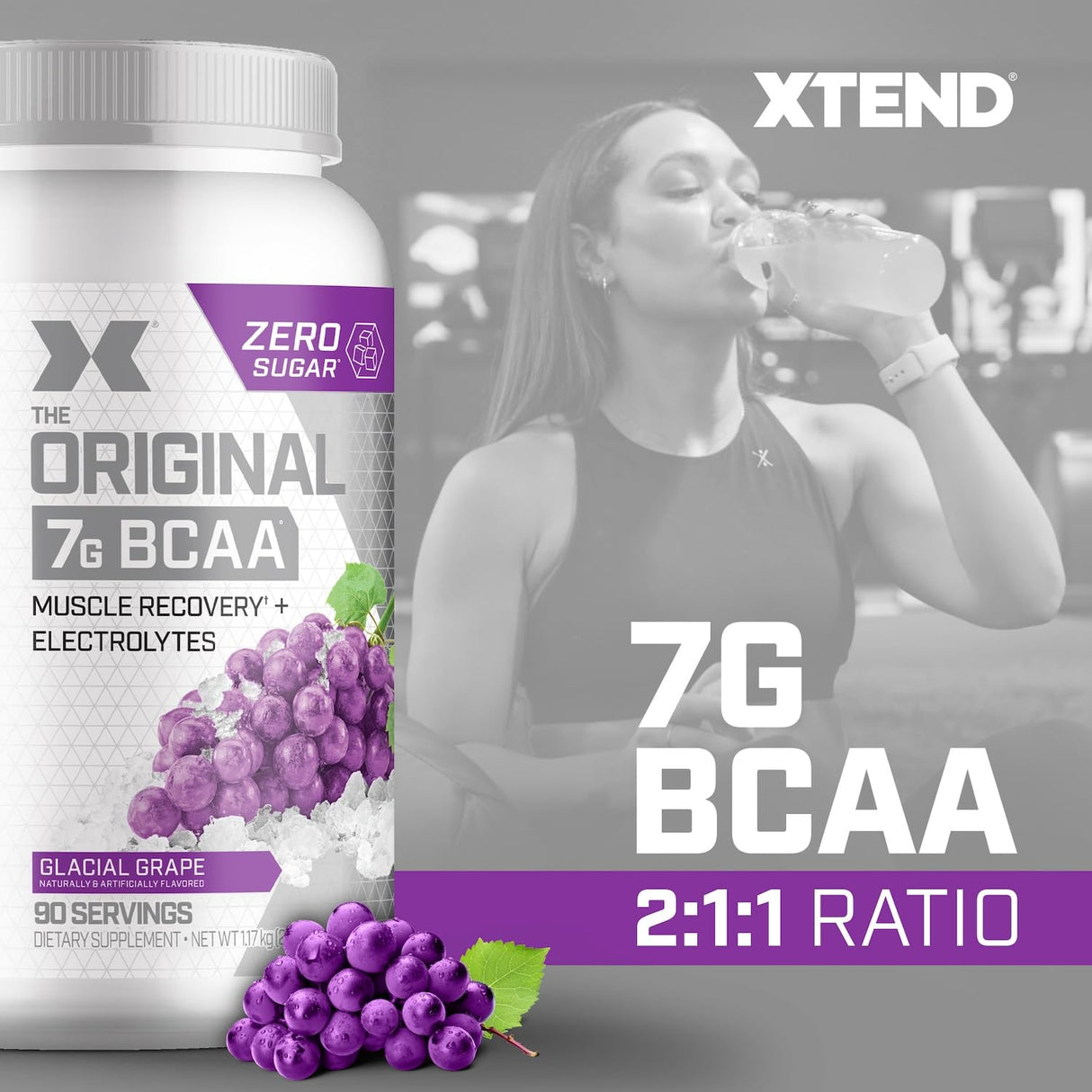 Xtend Original BCAA Powder 7g BCAA and 2.5g L-Glutamine, Sugar Free Post Workout Muscle Recovery Drink with Amino Acids for Men & Women, 90 Servings