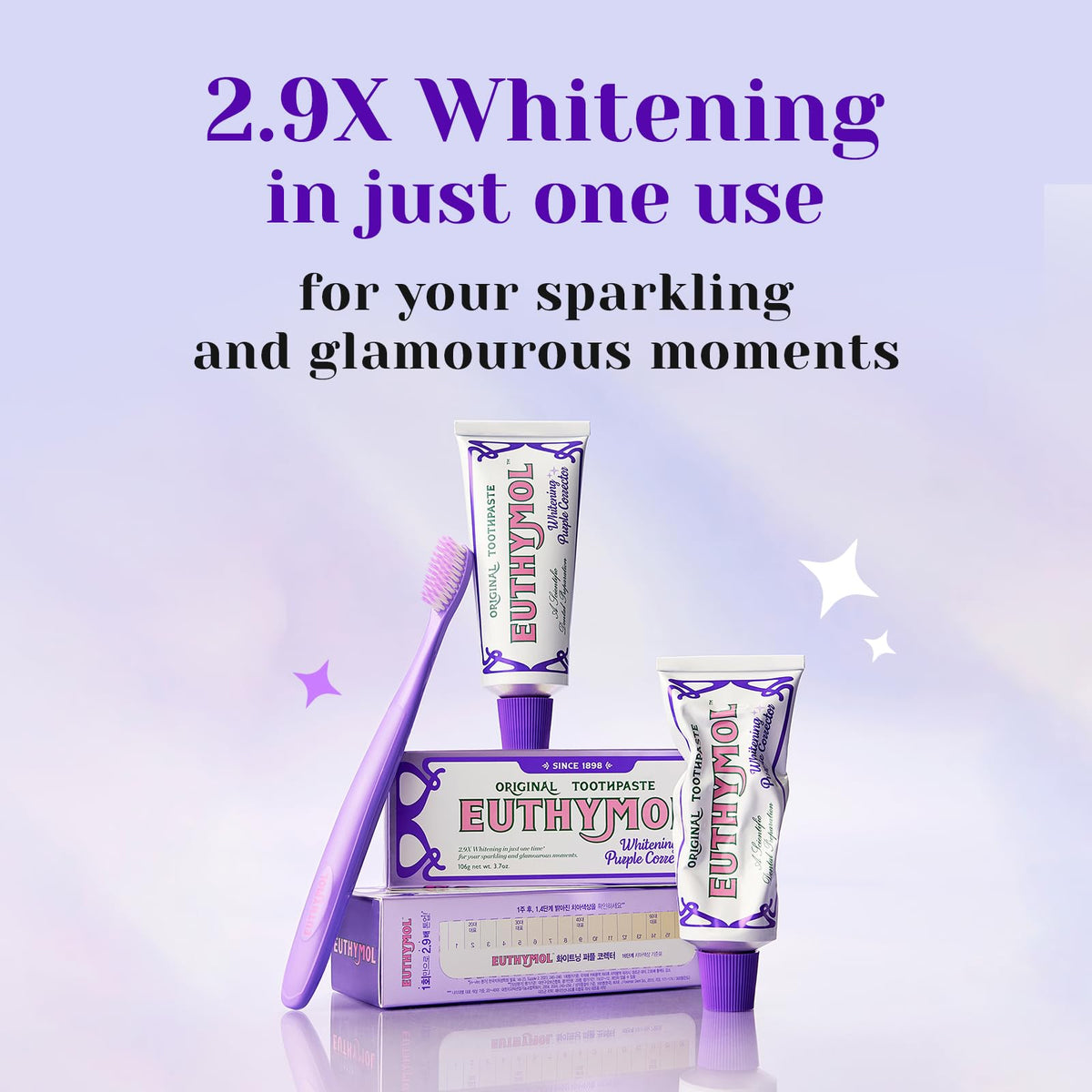 EUTHYMOL Purple Whitening Toothpaste, Instant Brightening | 3.7 fl oz