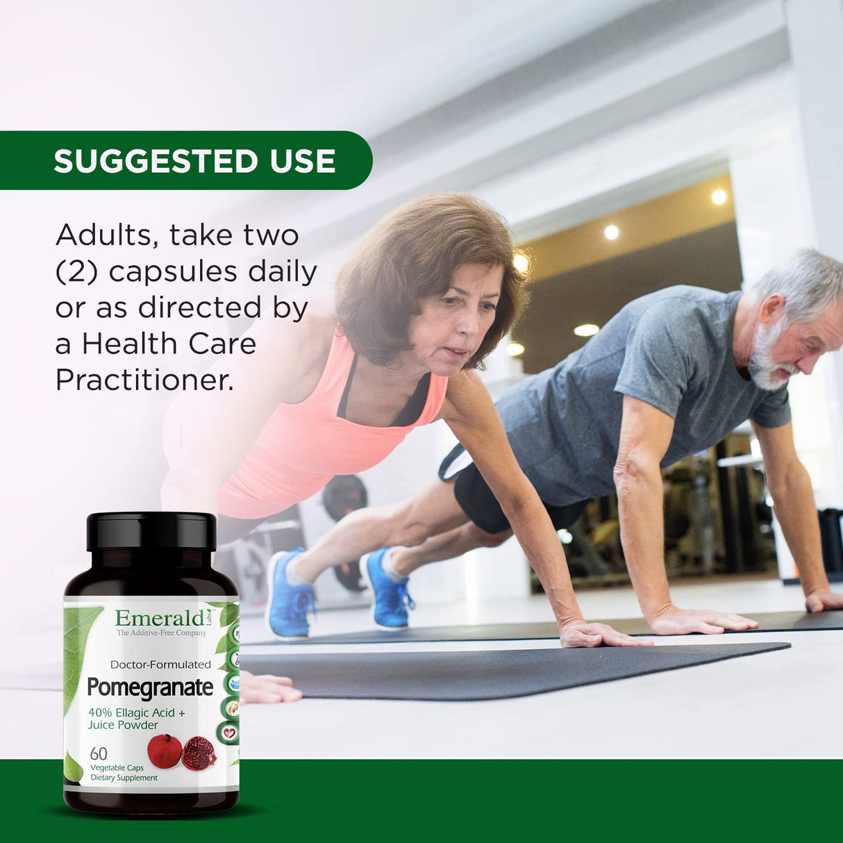 Emerald Labs Pomegranate Extract - Pomegranate Extract (40% Ellagic Acid) & Pomegranate Juice Powder for Immune Response & Heart Support* - 60 Vegetable Capsules (30-Day Supply)