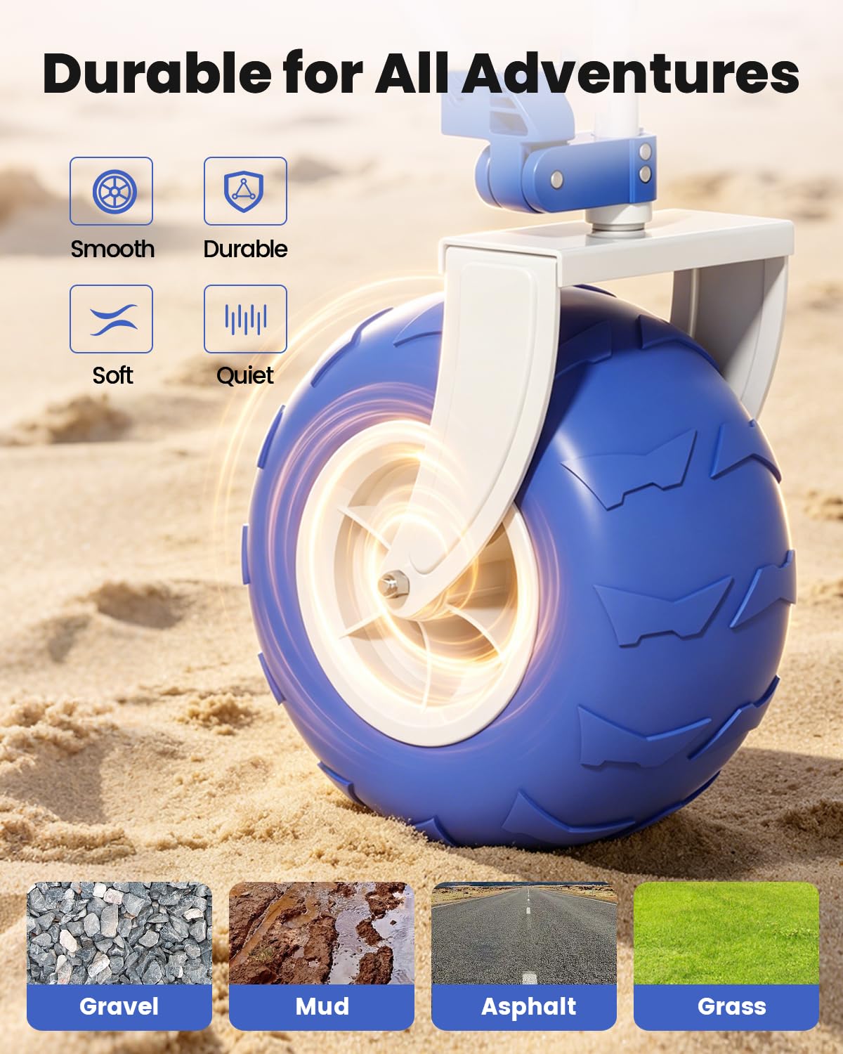 GVDV CW40 Beach Wagon with 9 in Big Balloon Wheels, Cart with Tailgate