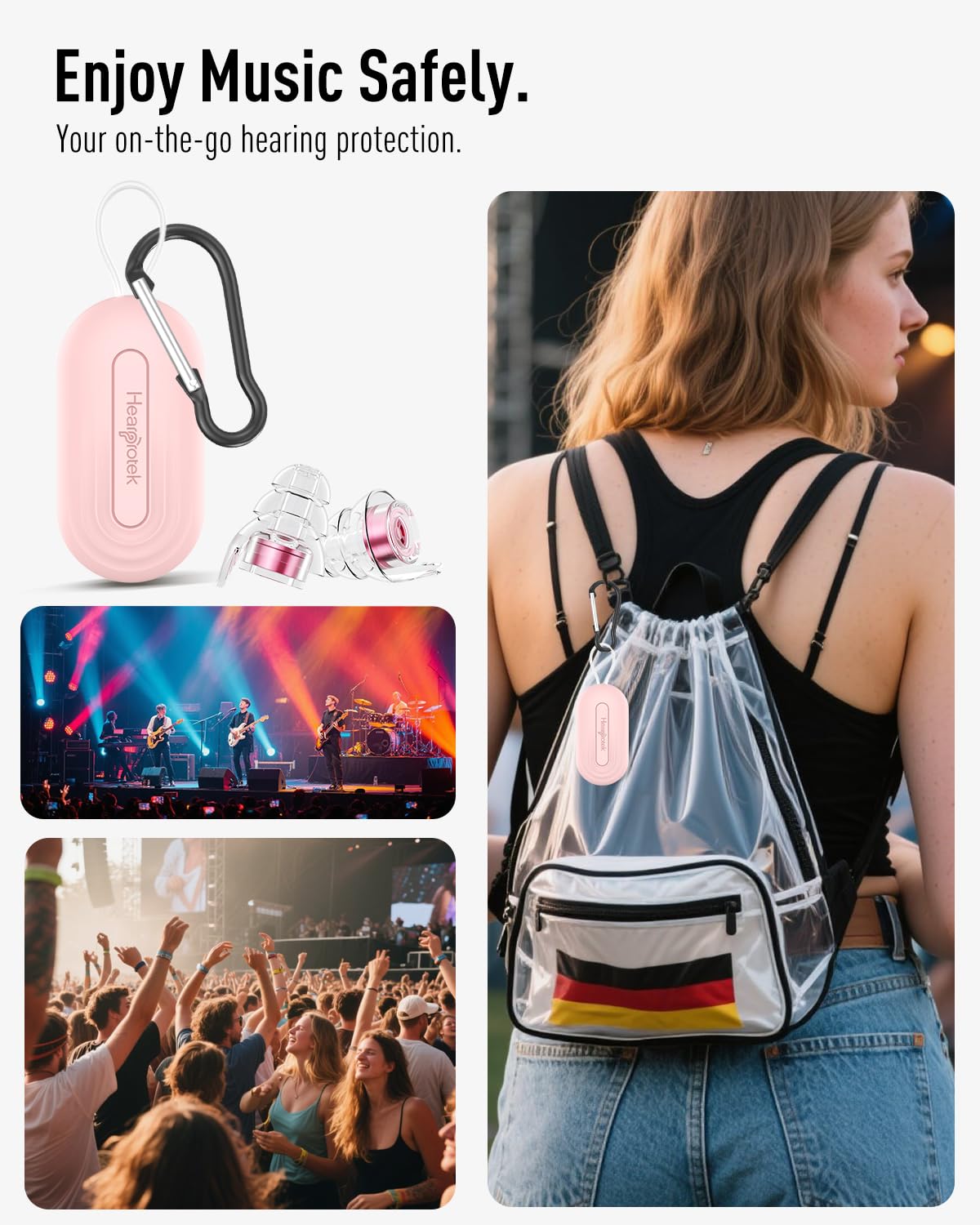 Hearprotek Concert Ear Plugs, 2Pairs Reusable high Fidelity Musician Ear Plugs for Concerts Loud Music-Noise Reduction Ear Protection earplugs for Rave,Festival,Music,Tinnitus Relief