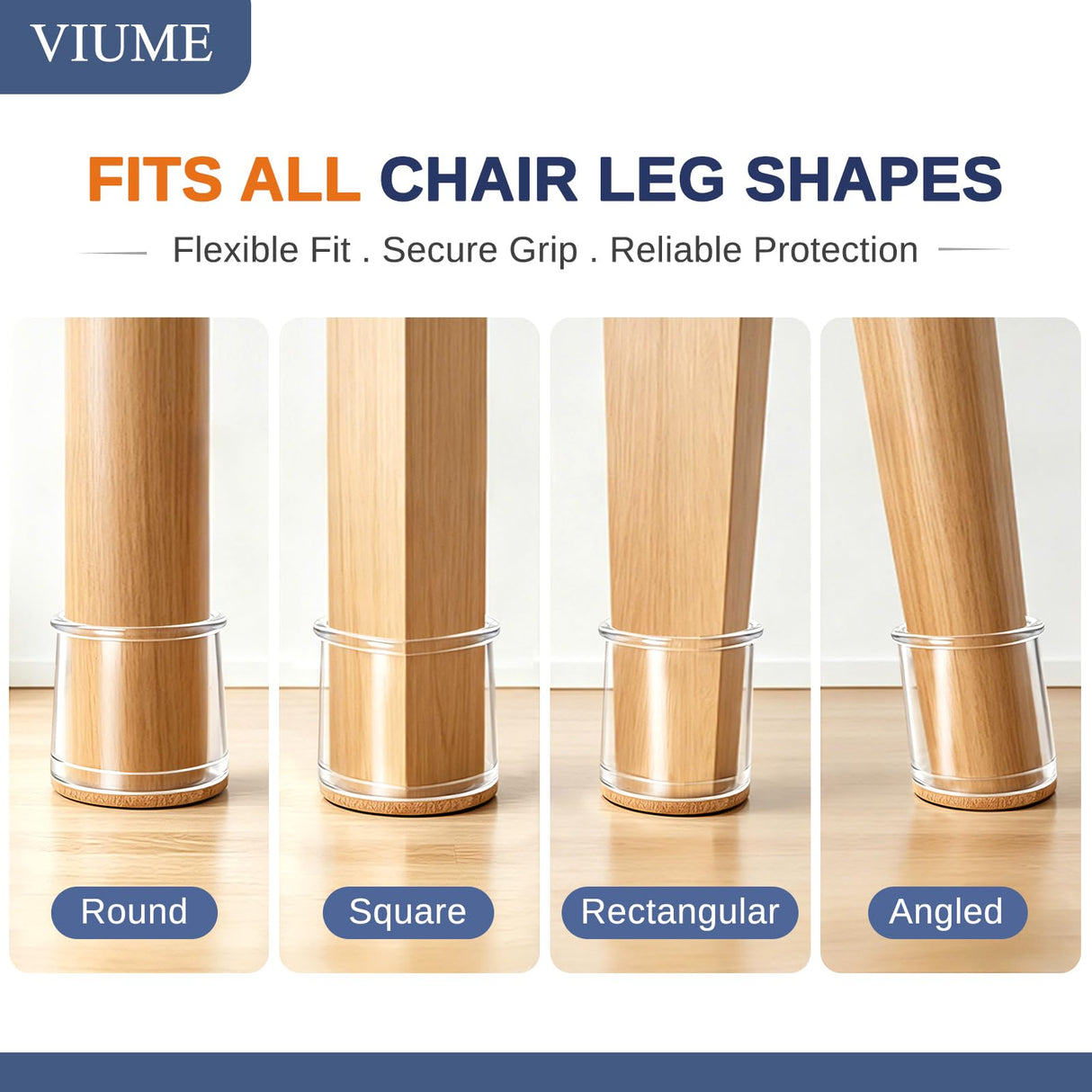 24 Pcs Chair Leg Floor Protectors for Hardwood Floors Silicone Covers Felt Pads Furniture Leg Caps Anti-Scratch Reduce Noise Fit (1-5/16" to 2")