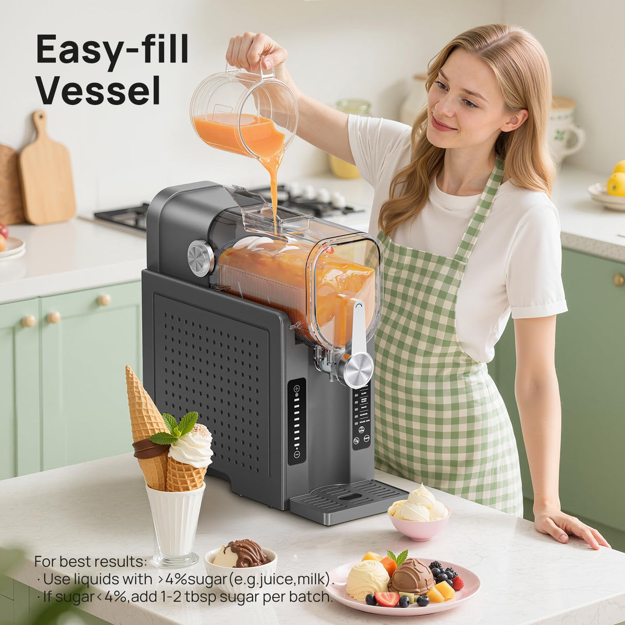Slushie Machine No Ice Needed, Slushy Machine for Home, Frozen Drink Maker with 6 Preset Programs for Margaritas, Frappés, Milk Shake and More, LED Display, Auto Clean, Grey, 1 Pack+6 Modes