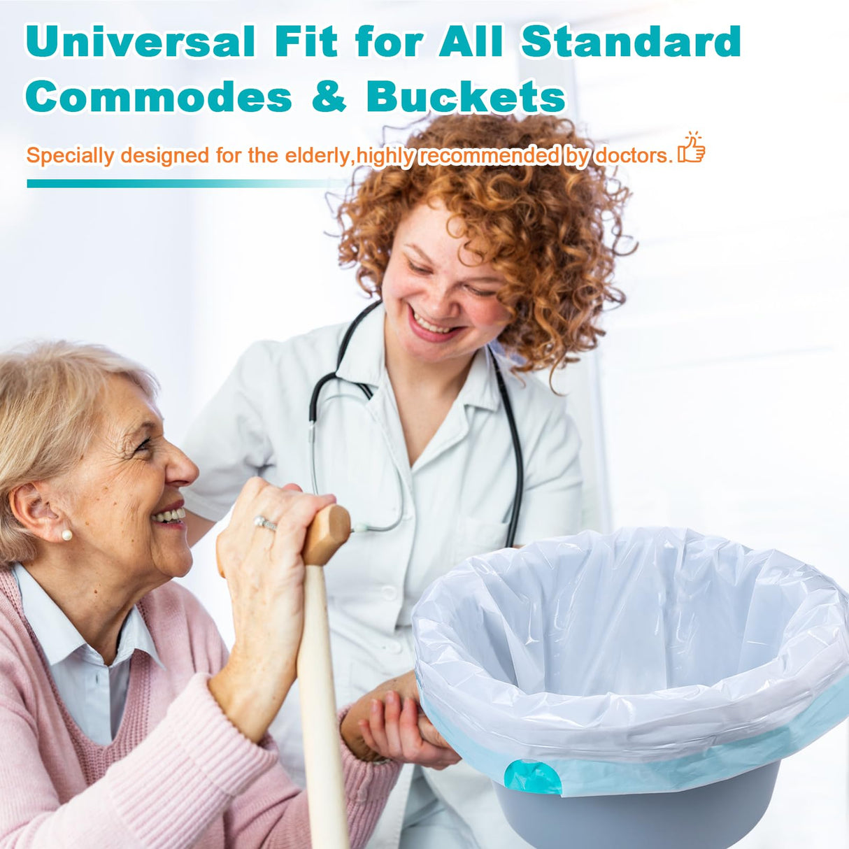 120 Disposable Commode Liners for Bedside Commode, Beside Commode Liners, Portable Potty Liners for Adults, Toilet Liners Portable Commode Bags for Commode Chair (Blue - 120 Liners)