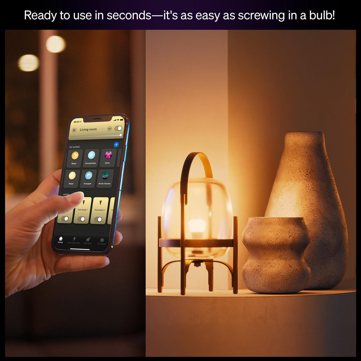 Philips Hue Smart LED A19 Bulb 2-Pack, White Ambiance, E26 Base, 9.5W, Full Spectrum Light 1000K-20000K, 1100 Lumens, Dimmable LED Bulbs, Works with Alexa, Google, and Apple Home