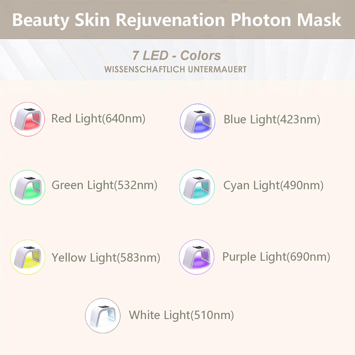 Led-Face-Tool,LED Light Therapy Facial Mask,7 in 1 Beauty Equipment for Skin Care at Home