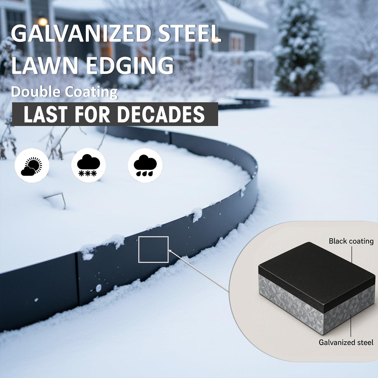 40"x10" Metal Landscape Edging, 6-Pack (20ft Total) – Rustproof Galvanized Steel Garden Border, Lawn & Flower Bed Edging, Decorative Hammer-in Outdoor Landscaping Border for Yard, Pathways & Driveways
