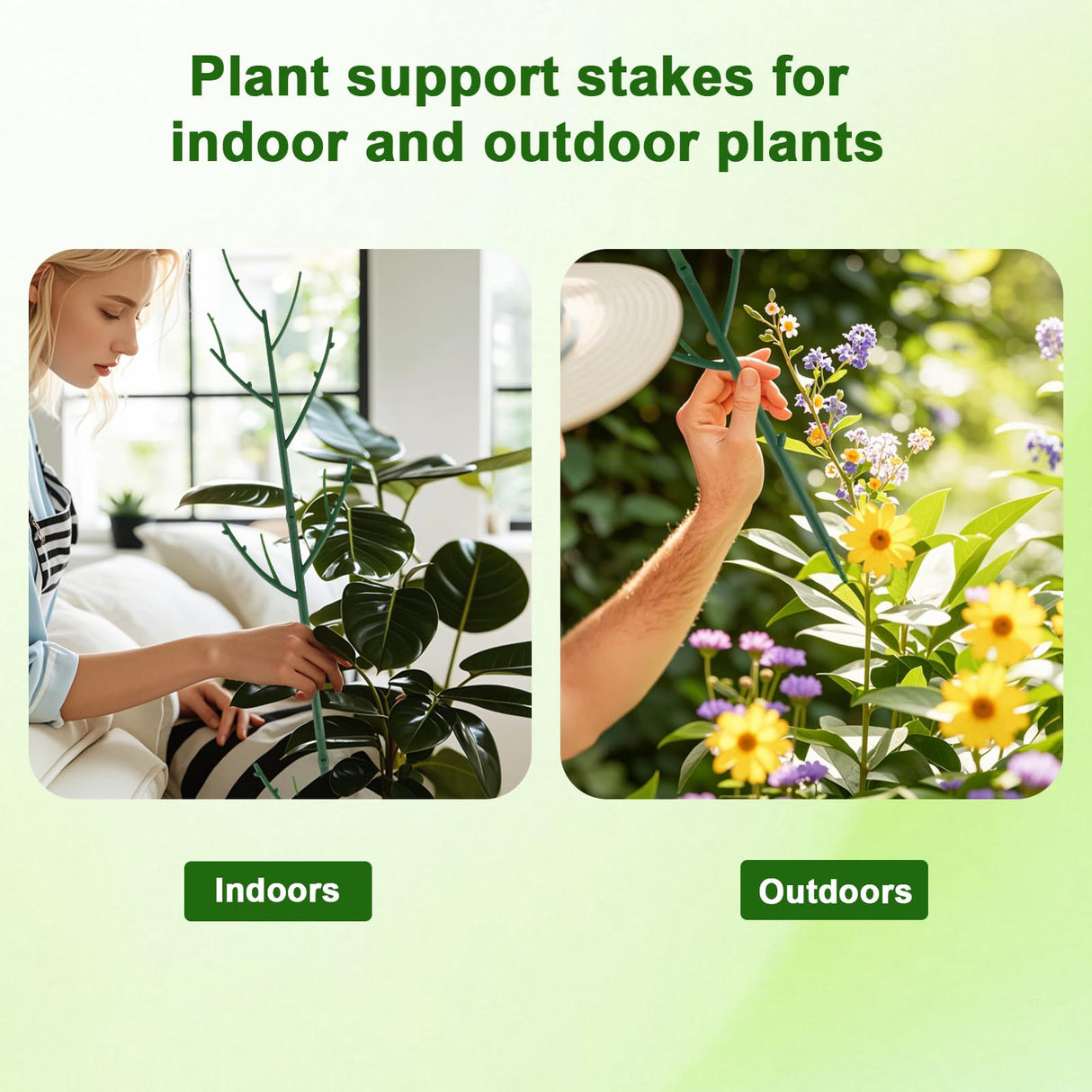 PERSZEN 15 Pack Stackable Plant Support Stakes, Garden Trellis for Climbing Plants Indoor and Outdoor Use, Plant Accessories for Potted Plants Monstera, Plant Sticks for Climbing Plant Stems