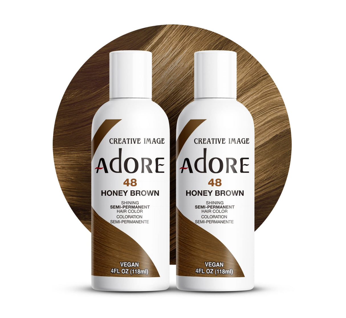 Adore Semi Permanent Hair Color - Vegan and Cruelty-Free Brown Hair Dye - 4 Fl Oz - 048 Honey Brown (Pack of 2)