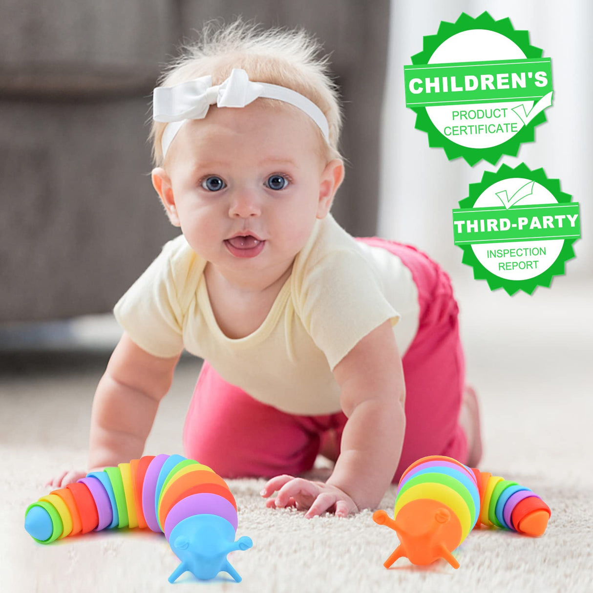 Cevioce Fidget Slug Toy, Sensory Slug Fidget Toy for Kids & Adults, 2 PCS Cute 3D Articulated Sensory Toys - Can Be Spliced, Safe|Exercise Wrist Strength & Stress Relief, Great Gift for ADHD Autism A