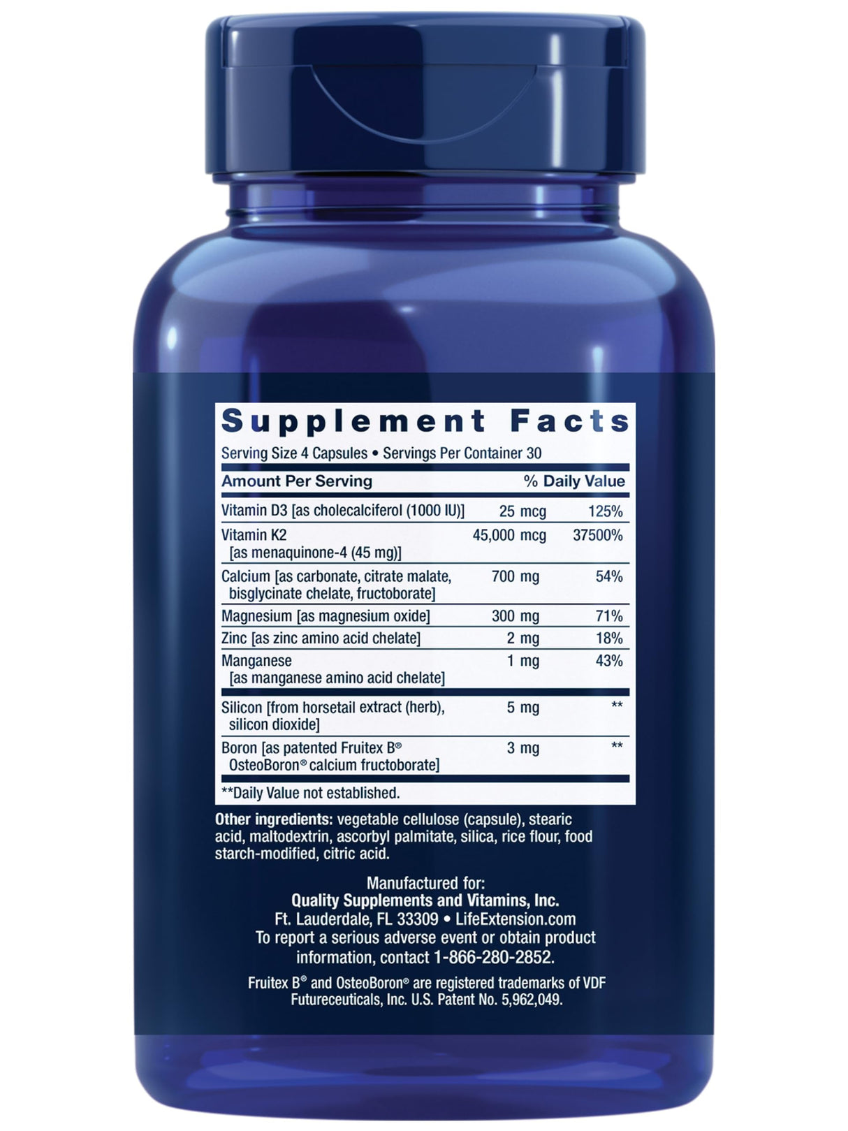 Life Extension Bone Restore Elite Calcium Supplement with Super Potent K2, Calcium, Vitamin D3, Magnesium, Boron, zinc, Vitamin K2, for Bone Health, Gluten-Free, Non-GMO, 120 Capsules