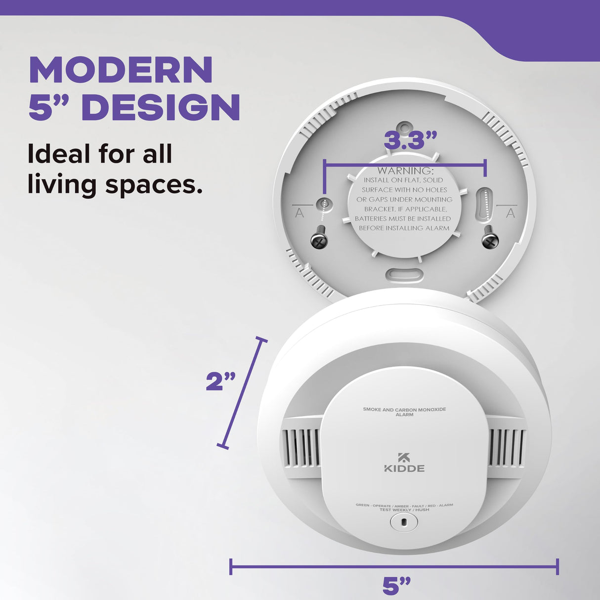 Kidde Smoke & Carbon Monoxide Detector, AA Battery Powered, Voice Alerts, LED Warning Light Indicators, 30CUDR-V